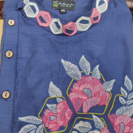 Broken rose panjabi - navy blue