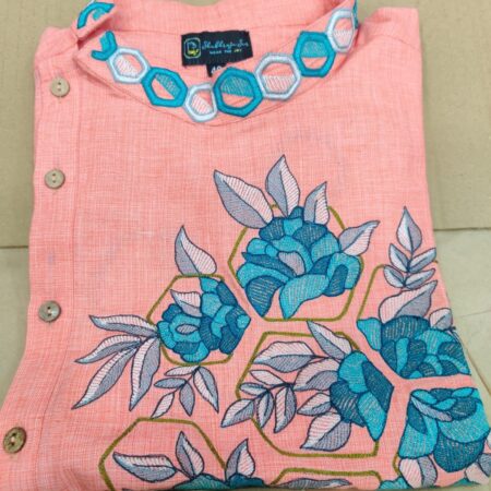 Broken rose panjabi - peach khadi
