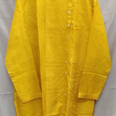 Yellow half tussar panjabi
