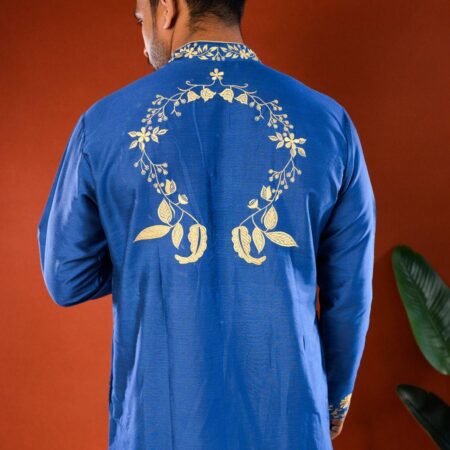 Blue cotton silk kurta