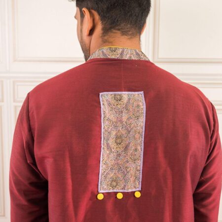 Maroon cotton silk kurta