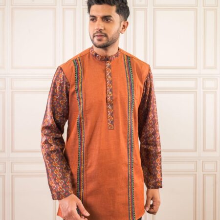 Reddish brown denim kurta